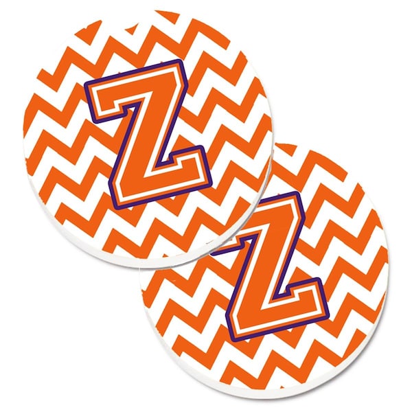 Carolines Treasures Letter Z Chevron Orange and Regalia Cup Holder Car Coaster, PK2 CJ1062-ZCARC - main